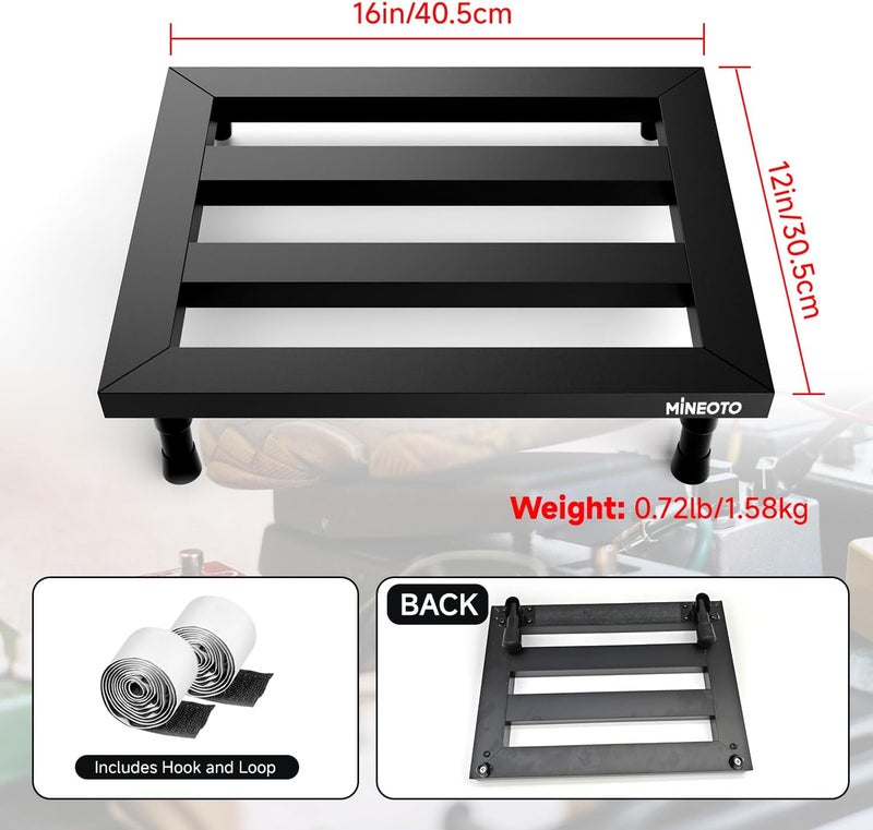 MIOTO 16”x12”Aluminum Alloy Guitar Pedal Board 1.6lb Super Light Medium Effect Pedalboard with Carry Bag - Image 2